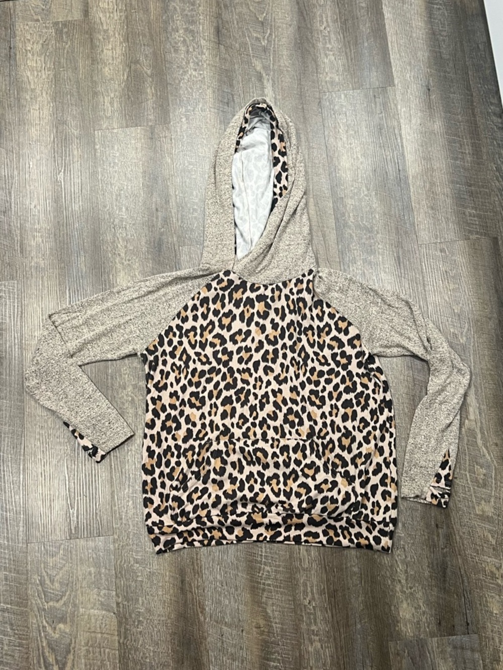 My Story beige Leopard Print Knit Top with Brown Accents - Picture 1 of 4